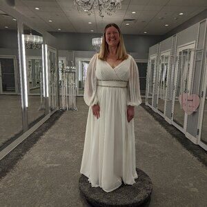 White Wedding Dress with crystal waist detail